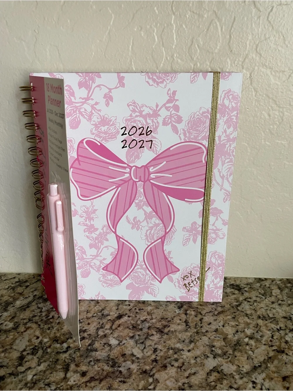Betsey Johnson Pink Floral Bow 2026-2027 Planner